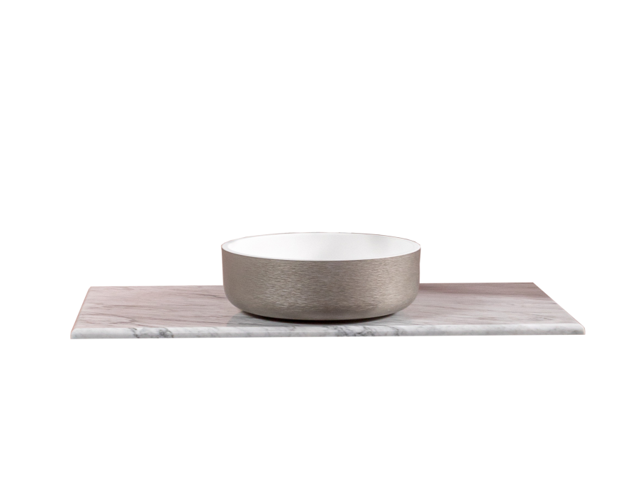 Столешница мрамор 101см Bianca Carrera под накладную раковину смесак сзади Столешница мрамор 101см Bianca Carrera под накладную раковину смесак сзади