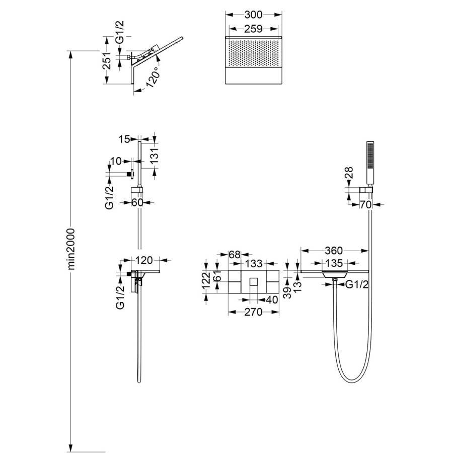 Душевой комплект Futura VSFW-2F11TGM термостатический встраиваемый, 3 режима, вороненая сталь Душевой комплект Futura VSFW-2F11TGM термостатический встраиваемый, 3 режима, вороненая сталь