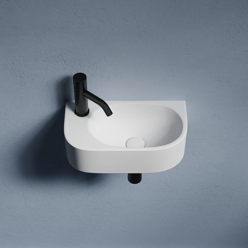 Умывальник подвесной прямоугольный (чаша справа, отверстие под смеситель слева) Element 409*224*110мм Умывальник подвесной прямоугольный (чаша справа, отверстие под смеситель слева) Element 409*224*110мм