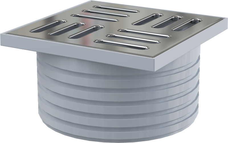 Горло сливного трапа, решетка 105x105 мм нержавеющая сталь Горло сливного трапа, решетка 105x105 мм нержавеющая сталь
