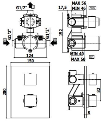 Смеситель для ванны Paffoni Level LEQ513CR (с внутренней частью) хром