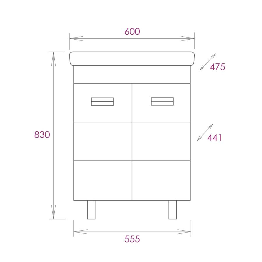 Тумба Onika Балтика-Квадро 60 напольная, белая (ум.Тигода 60) Тумба Onika Балтика-Квадро 60 напольная, белая (ум.Тигода 60)