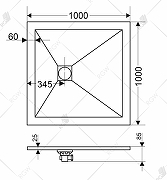 Душевой поддон квадратный RGW ST-W Белый (Комплект)  1000x1000