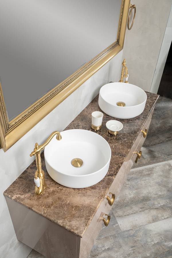 Столешница мрамор 141см Emprador Dark для раковины-чаши 884 Столешница мрамор 141см Emprador Dark для раковины-чаши 884