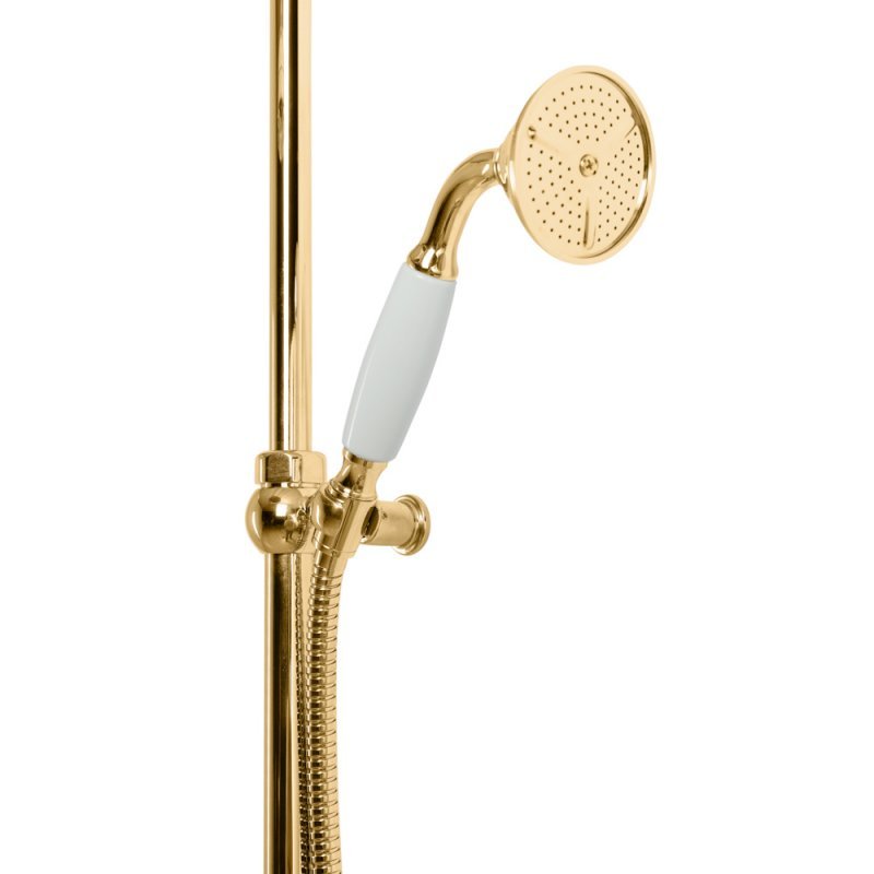 GOLF-CD-01-Bi Душевая колонна со смесителем, верхним и ручным душем, цвет хром, ручка ручного душа белыя GOLF-CD-01-Bi Душевая колонна со смесителем, верхним и ручным душем, цвет хром, ручка ручного душа белыя