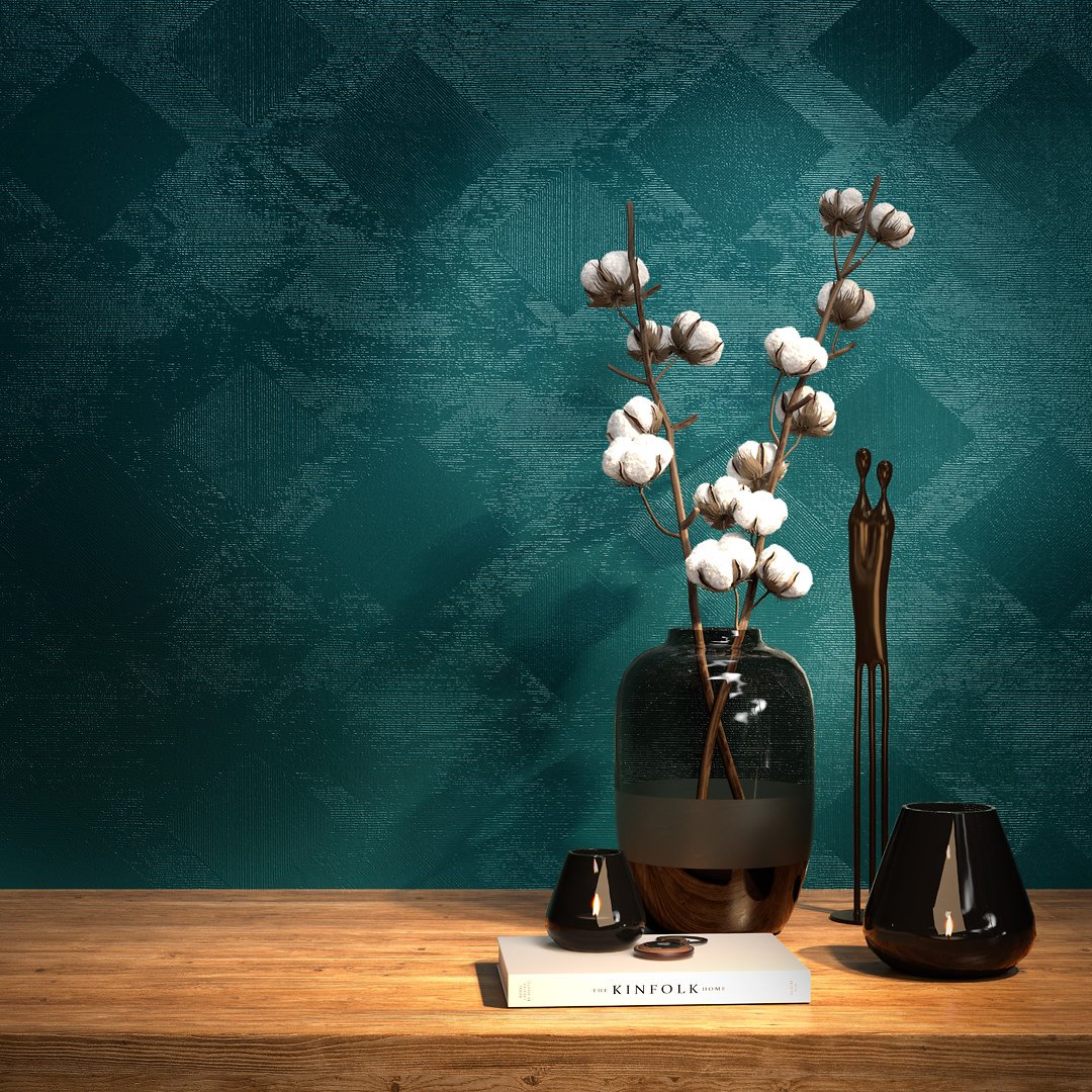 Обои виниловые Винтаж база универсальная, зеленый темный Обои виниловые Винтаж база универсальная, зеленый темный