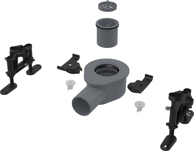 Низкий cифон DN50 и комплект регулируемых ног Низкий cифон DN50 и комплект регулируемых ног