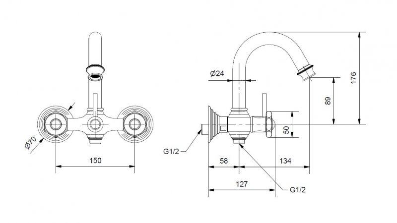APHRODITE-V-01-S1 Смеситель для ванны и душа Исполнение: Хром, Ручки: Металл  APHRODITE-V-01-S1 Смеситель для ванны и душа Исполнение: Хром, Ручки: Металл