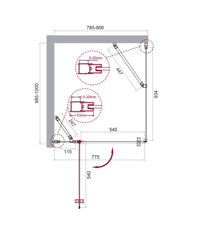 Душевой уголок BelBagno ETNA-AH-12-90/80-C-Cr Душевой уголок BelBagno ETNA-AH-12-90/80-C-Cr