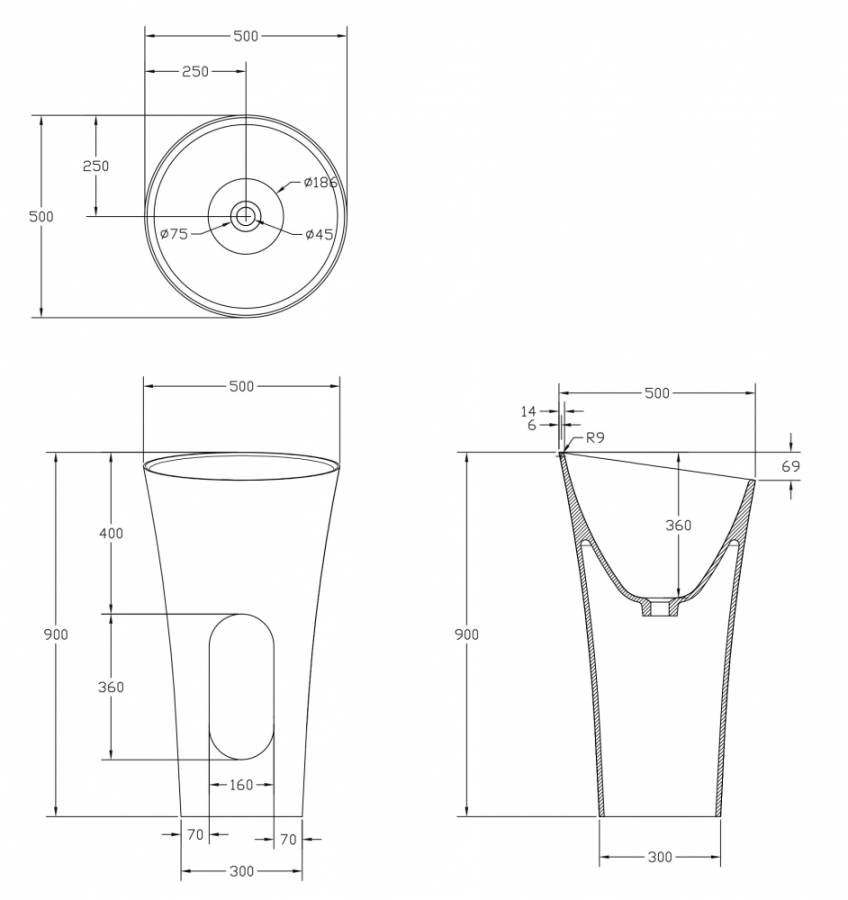 Раковина отдельностоящая ABBER Stein AS2509-H белая матовая Раковина отдельностоящая ABBER Stein AS2509-H белая матовая