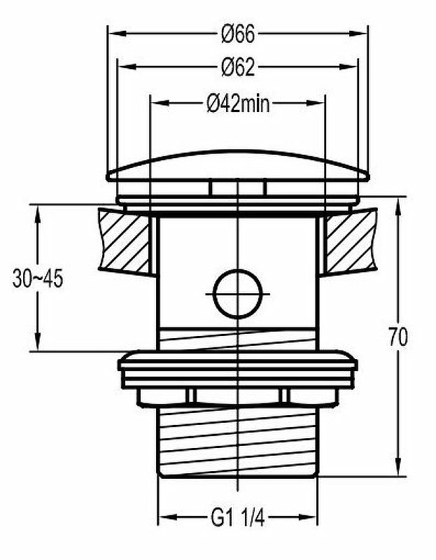 ECO-SAT-BORO Донный клапан с системой "Клик-клак" с переливом,  брашированное золото ECO-SAT-BORO Донный клапан с системой "Клик-клак" с переливом,  брашированное золото