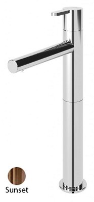 LEAF-LC1-L-PS Смеситель для накладной раковины однорычажный, с донным клапаном, исполнение Sunset PVD