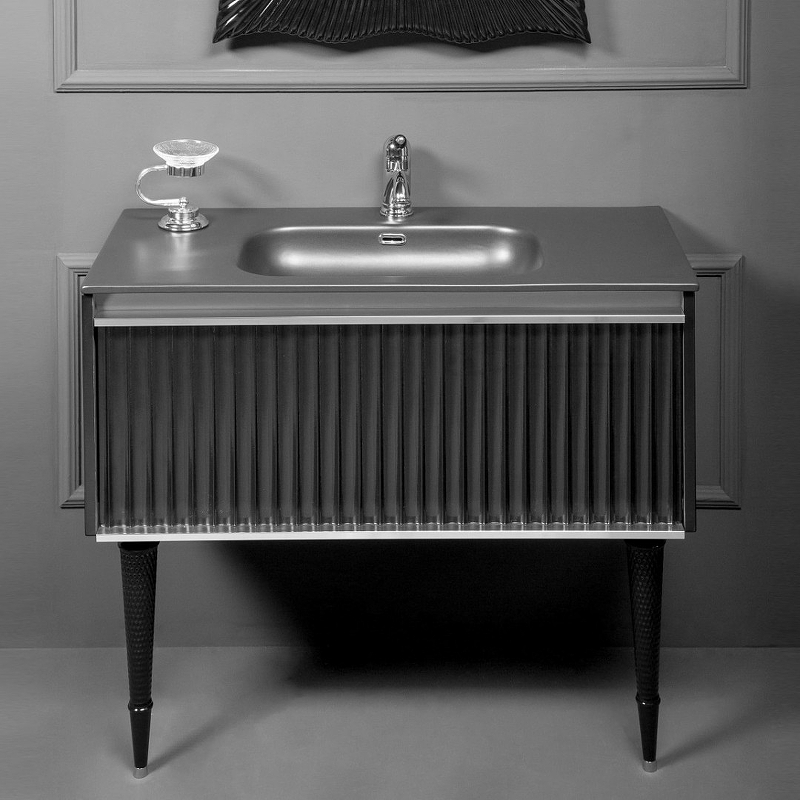 Тумба Canale 80 чёрная + Хром_Комплект 843-080-BCR Boheme Тумба Canale 80 чёрная + Хром_Комплект 843-080-BCR Boheme