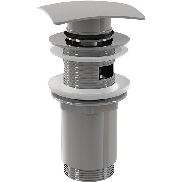 Донный клапан сифона для умывальника CLICK/CLACK 5/4", цельнометаллический с переливом и квадратной заглушкой Донный клапан сифона для умывальника CLICK/CLACK 5/4", цельнометаллический с переливом и квадратной заглушкой