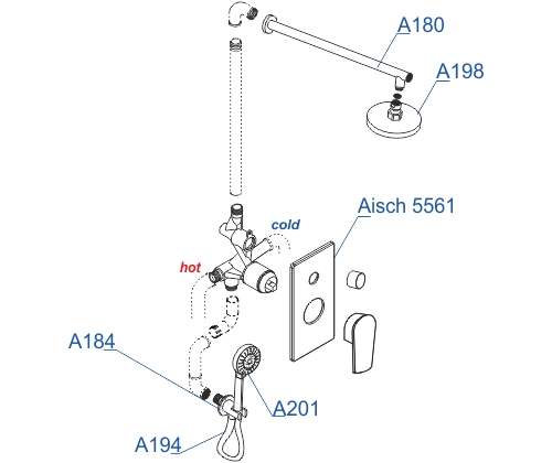 A55201 Встраиваемый комплект для душа с верхней душевой насадкой и лейкой Wasserkraft A55201 Встраиваемый комплект для душа с верхней душевой насадкой и лейкой Wasserkraft