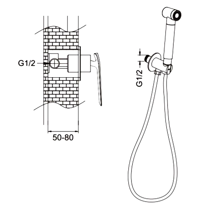 Гигиенический душ со смесителем Rose R1305, хром Гигиенический душ со смесителем Rose R1305, хром