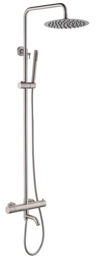 ETNA Душевая стойка с с термостатическим смесителем и изливом, сатин ETN-VSCM-T-IN ETNA Душевая стойка с с термостатическим смесителем и изливом, сатин ETN-VSCM-T-IN