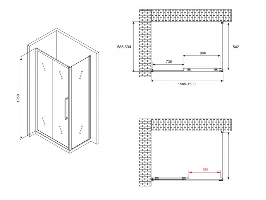 Душевой уголок ABBER Schwarzer Diamant AG30160H-S60 Душевой уголок ABBER Schwarzer Diamant AG30160H-S60