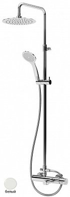 LEAF-CVDA-23-L-BIO Душевая стойка телескопическая, с изливом с верхним и ручным душем, верхний душ диаметр 230 мм АБС пластик, исполнение Белый матовый LEAF-CVDA-23-L-BIO Душевая стойка телескопическая, с изливом с верхним и ручным душем, верхний душ диаметр 230 мм АБС пластик, исполнение Белый матовый