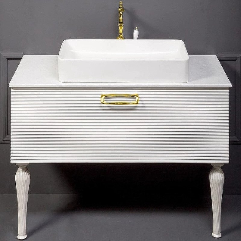 Тумба Linea 100 белая + Золото_Комплект 842-100-WG Boheme Тумба Linea 100 белая + Золото_Комплект 842-100-WG Boheme