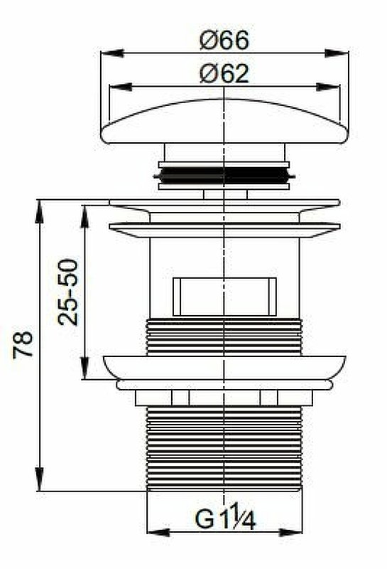 CZR-SAT7-NERO Донный клапан с системой "Клик-клак" с переливом,  чёрная керамическая крышка CZR-SAT7-NERO Донный клапан с системой "Клик-клак" с переливом,  чёрная керамическая крышка