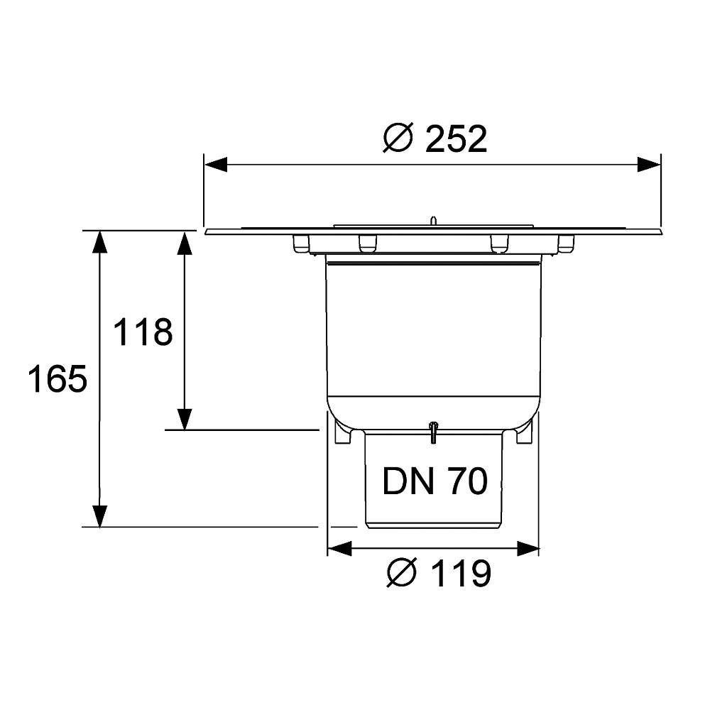 Сифон TECEdrainpoint S DN 70, вертикальный с универсальным фланцем Seal System Сифон TECEdrainpoint S DN 70, вертикальный с универсальным фланцем Seal System