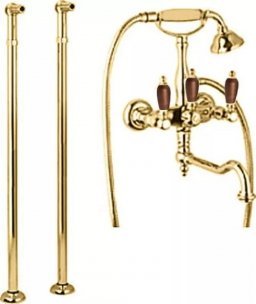 FIRST-VDP2-01-M Напольный смеситель для ванны с поворотным изливом и ручным душем Исполнение: Хром, Ручки: Металл 