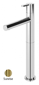 LEAF-LC1-L-PR Смеситель для накладной раковины однорычажный, с донным клапаном, исполнение Sunrise PVD