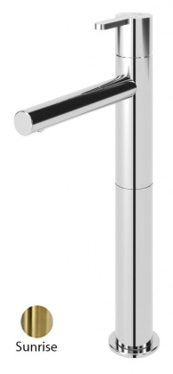 LEAF-LC1-L-PR Смеситель для накладной раковины однорычажный, с донным клапаном, исполнение Sunrise PVD