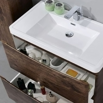 Тумба с раковиной подвесная  BelBagno ANCONA-N 80 Rovere Moro, раковина белая