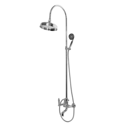 FIRST-CVD-02-M Душевая стойка со смесителем для ванны, верхним и ручным душем Исполнение: Бронза, Ручки: Металл  FIRST-CVD-02-M Душевая стойка со смесителем для ванны, верхним и ручным душем Исполнение: Бронза, Ручки: Металл