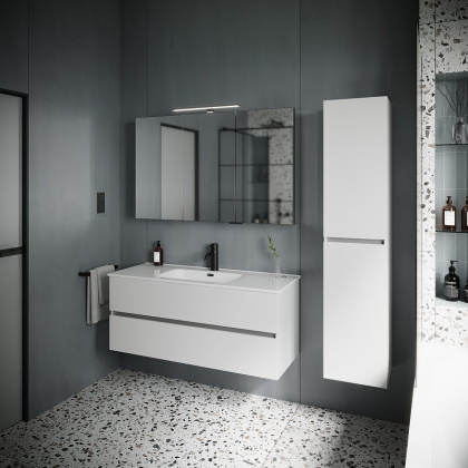 Тумба подвесная SANCOS Urban 1190х450х550, c двумя ящиками оснащенными доводчиками, белый глянец , арт. UR120-1W