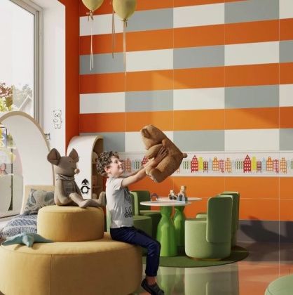 Плитка настенная 7104Т Городские цветы  оранжевый 20*50 (12шт\1.2м2), м2