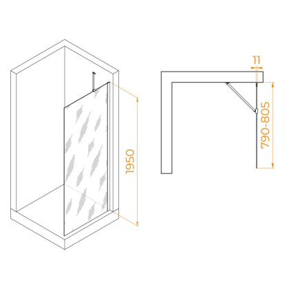 Душевая перегородка RGW WA-102B, RGW 351010208-14