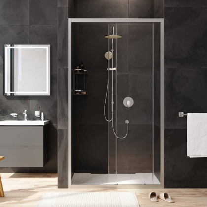 W90G-110-1-195MT Gem Solo Дверь душевая 110х195, стекло прозрачное, профиль матовый Хром