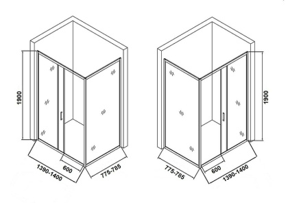 Душевой уголок Orange E23-14080TCR без поддона 140х80, стекло прозрачное