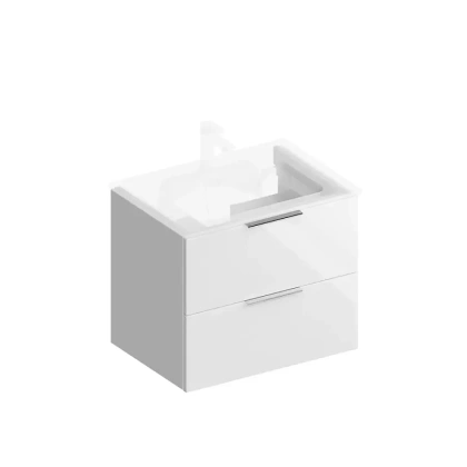 Тумба PIANO Forte подвесная 65 см, 2 ящика, белый глянцевый