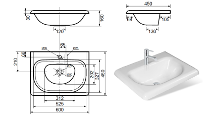 Раковина "Olivia 60 silk" 600х450