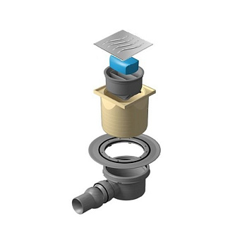 13000022 Точечный трап 100х100 мм Confluo Standard Vertical Dry,с сухим затвором, металл с перфорацией Tide (Волна),без рамки Исполнение: Хром 