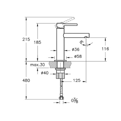 Смеситель Origin для раковины, средний, хром