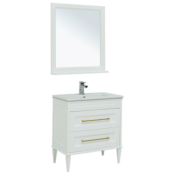 Мебель для ванной Aquanet Бостон М 80 белый (ручки золото, раковина Эйфория)