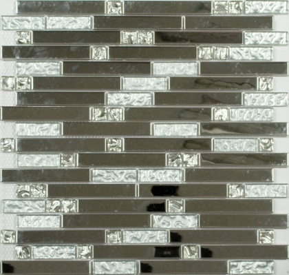 Мозаика MS-605 метал стекло (15*48*98*6) 305*298 