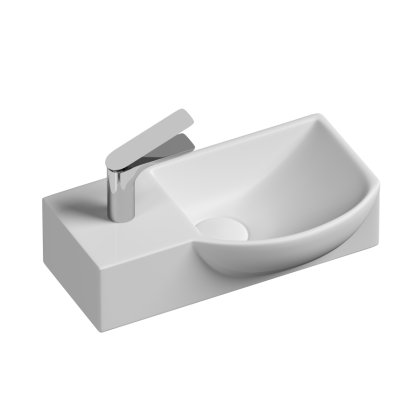 Умывальник подвесной прямоугольный  с крепежом (чаша справа, отверстие под смеситель слева) Element 400*220*120мм Умывальник подвесной прямоугольный  с крепежом (чаша справа, отверстие под смеситель слева) Element 400*220*120мм