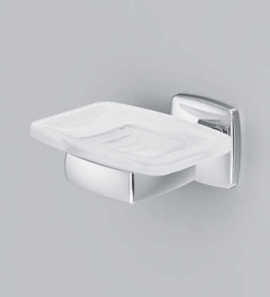 Стеклянная мыльница Gem с настенным держателем, 5х12х10,4 см, белая, A9034200