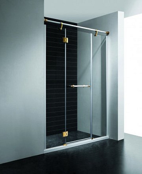 Душевая дверь RGW VI-02, 02040213-18, 130 х 195 см распашная, стекло прозрачное, белый/золото