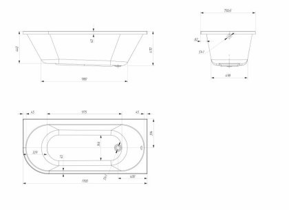 Акриловая ванна 1Marka Aelita 180х80 01ае1880