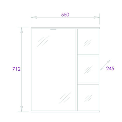 Шкаф-зеркало Onika Карина 55 белый, левый, с подсветкой