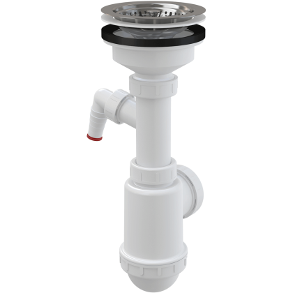 Сифон для мойки с нержавеющей peшeткой DN115 и штуцером