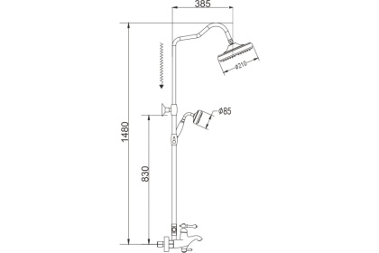 Душевая система латунь хром R0136