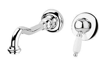 ELITE-BLS1-02-Bi Встраиваемый однорычажный смеситель для раковины, бронза, ручки белые ELITE-BLS1-02-Bi Встраиваемый однорычажный смеситель для раковины, бронза, ручки белые